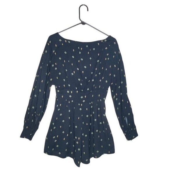 FREE PEOPLE Love Grows Keyhole Button-Down Long Sleeve Romper - Size Small - Picture 3 of 7
